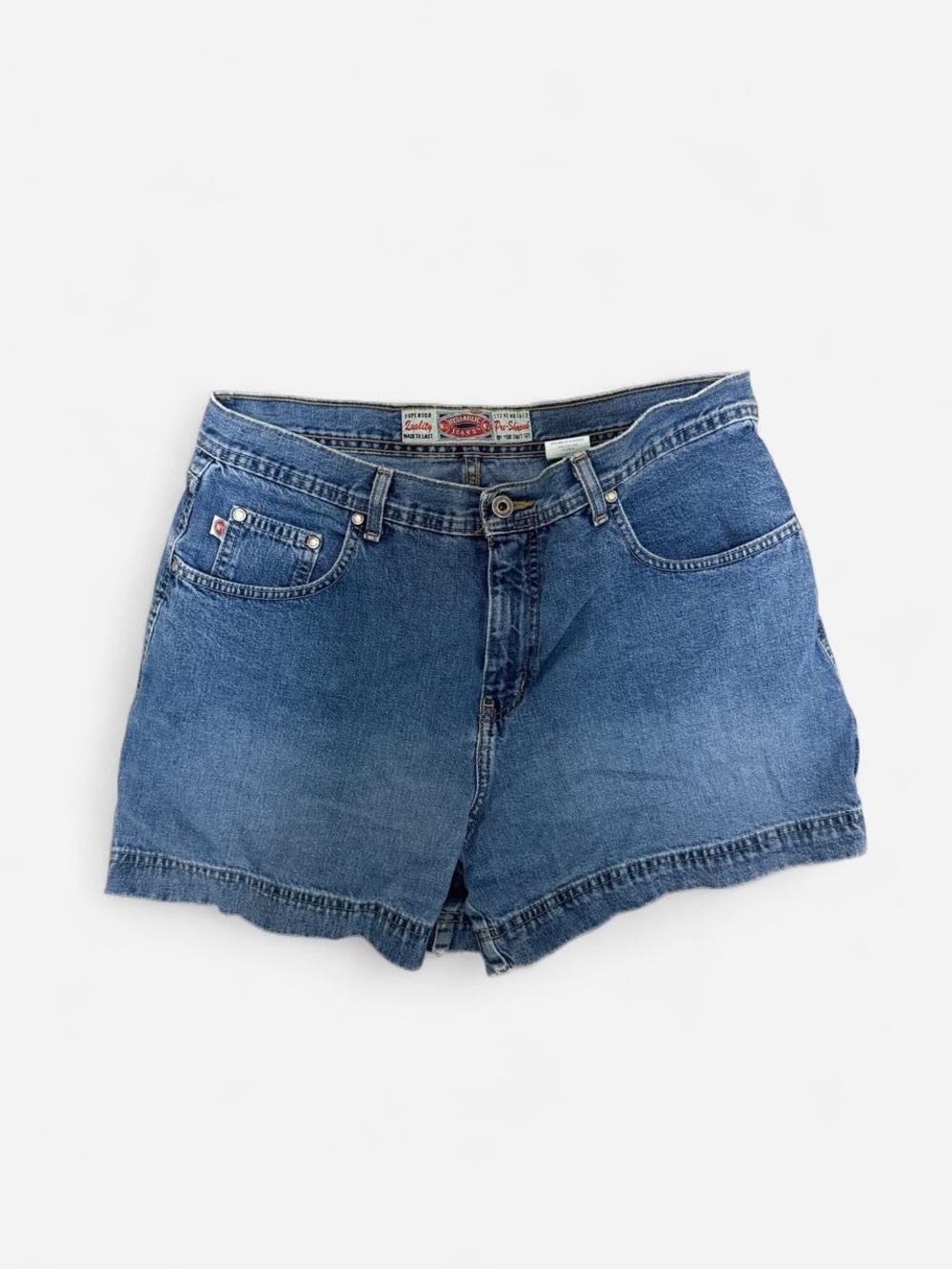 Hydraulic Mid-Rise Blue Denim Jean Shorts